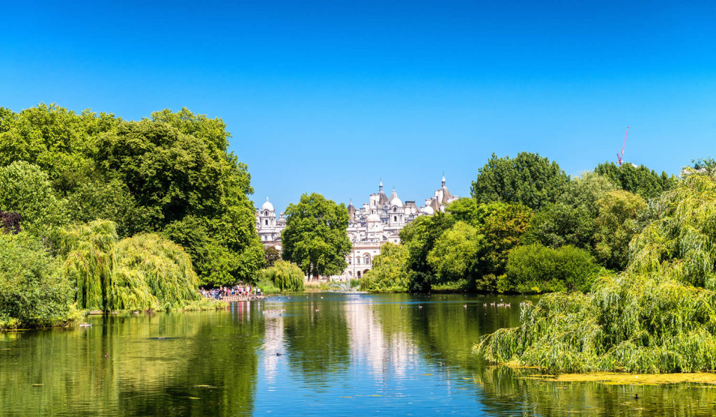 Beautiful view of St James Park and Horse Guards Parade, London City Mortgages