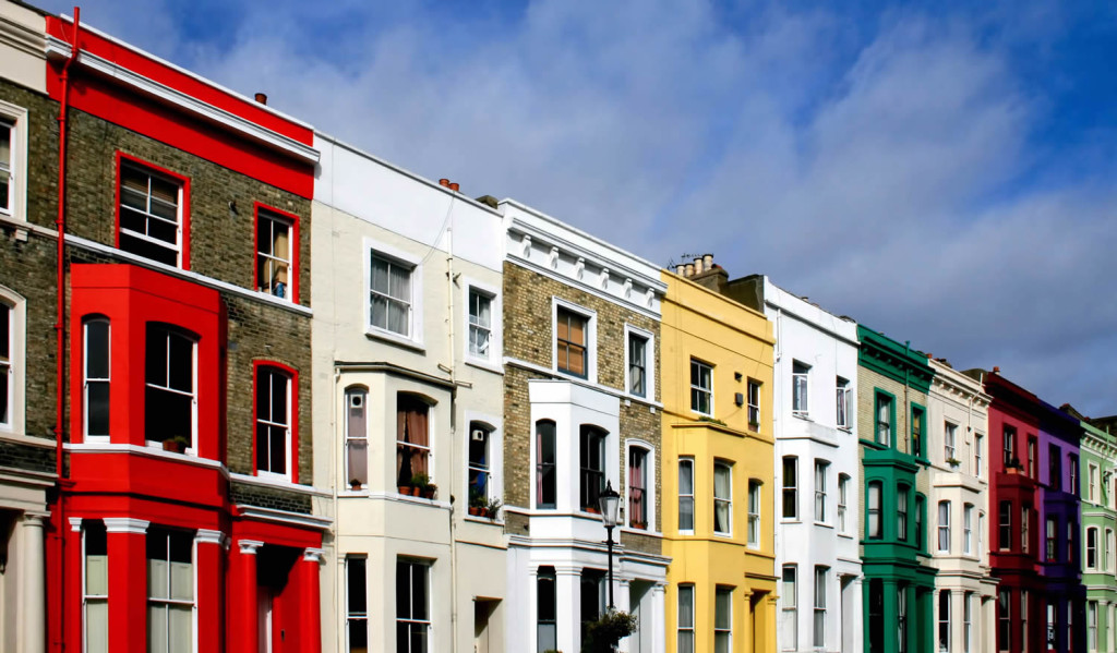 Colourful terraced homes Portobello Road, London City Mortgages