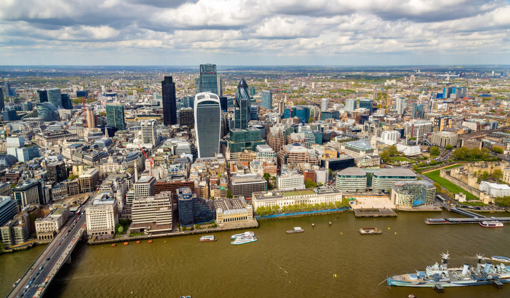 Views o financial district from the Shard, London City Mortgages