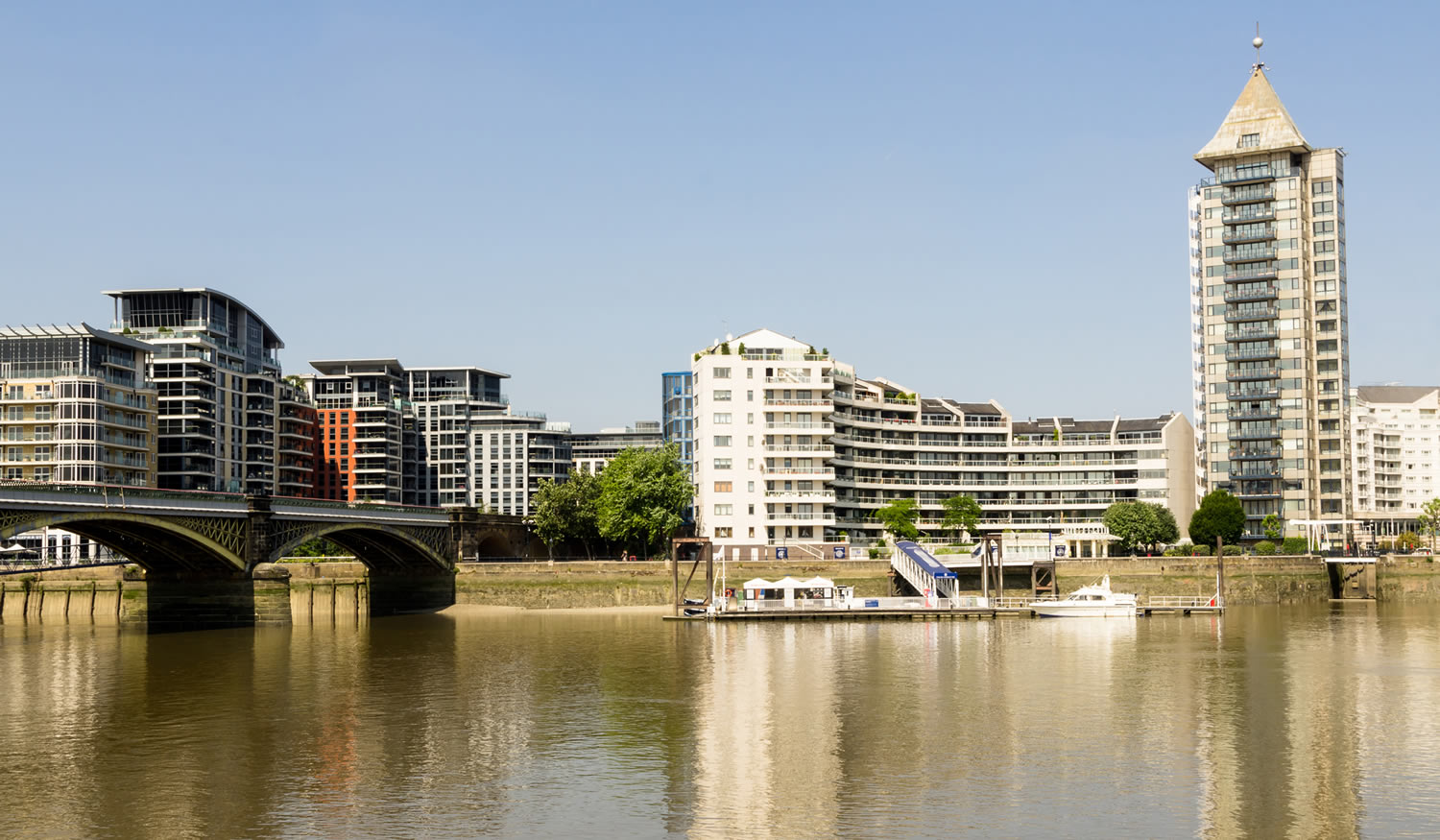 Imperial Whar flats Chelsea Harbour on Thames river, London City Mortgages