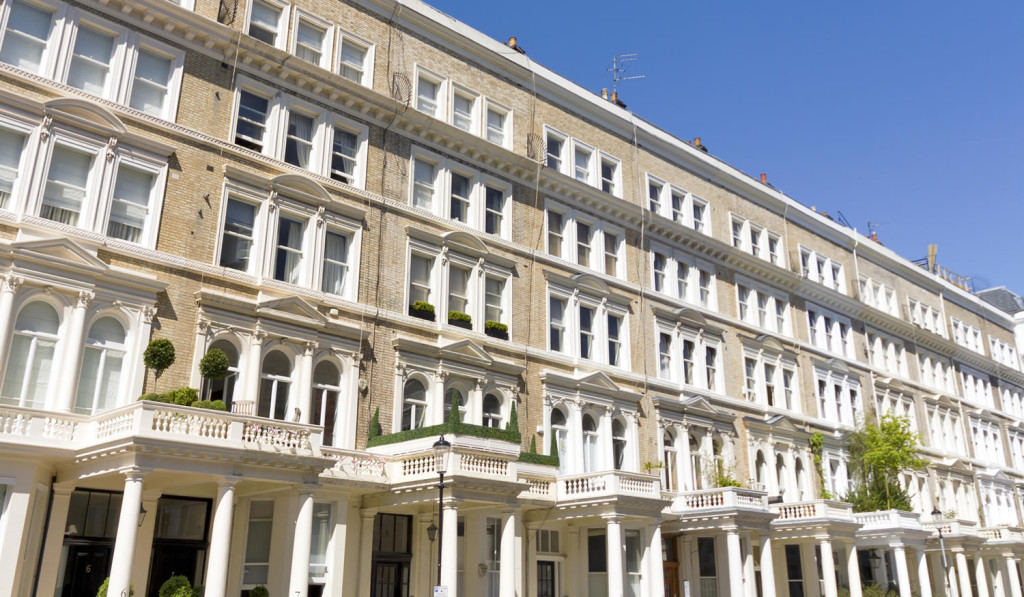 Imposing Georgian stucco flats, London City Mortgages
