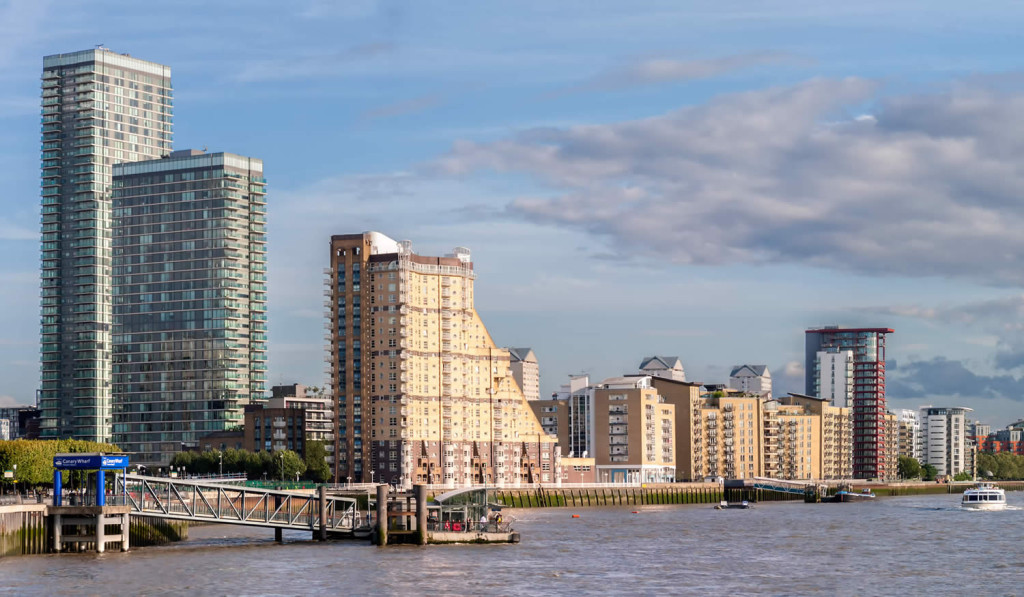 Landmark Towers modern riverside apartments, London City Mortgages