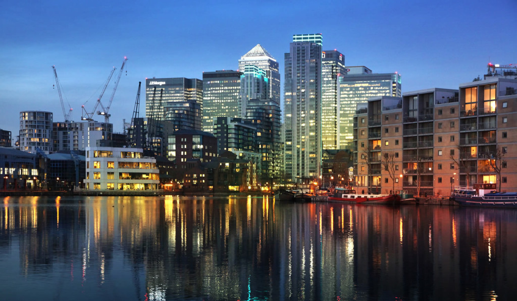 View of residential homes in Docklands and Canary Wharf, London City Mortgages