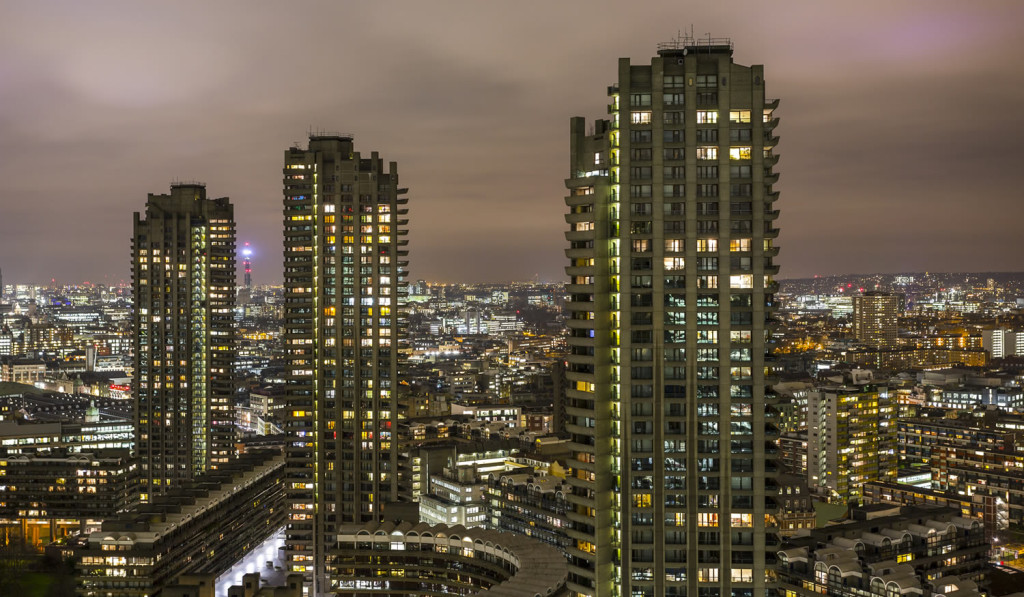 Panoramic view over Barbican apartments, London City Mortgages