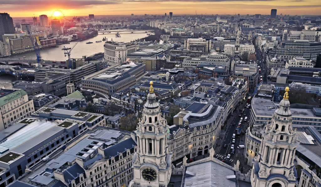 Twillight over west end and Thames from St Pauls, London City Mortgages