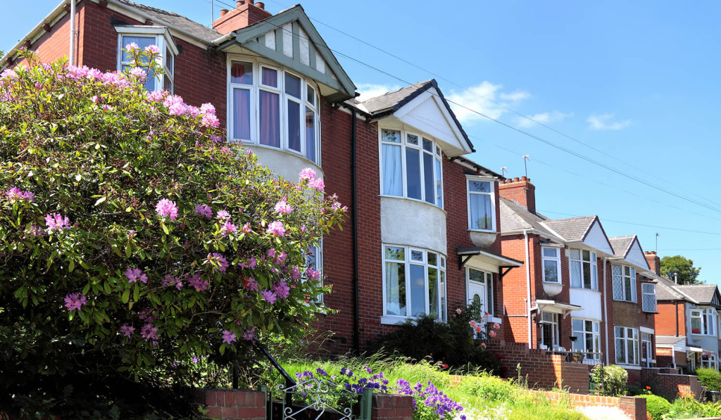 Typical row of English terraced houses north London City Mortgages