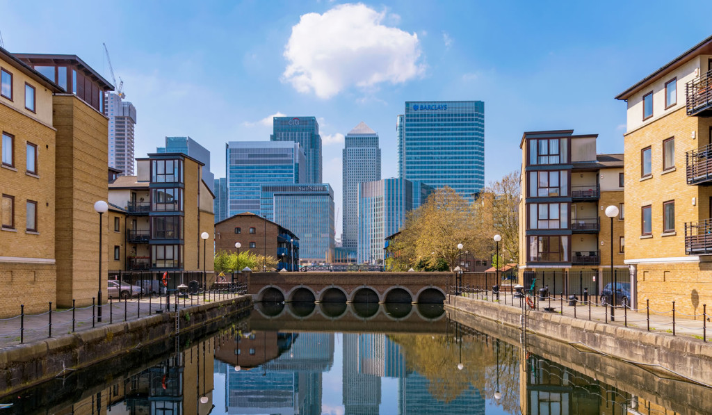 Riverside apartments views towards Canary Wharf London City Mortgages