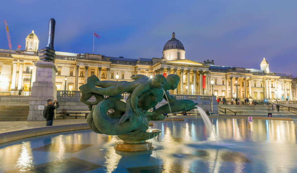 Trafalgar Square National Gallery evening London City Mortgages